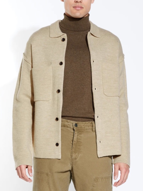 Civil Society Other - Civil Society Men's "Beaton" Boxy Sweater Jacket – Heather Oatmeal, Size Large